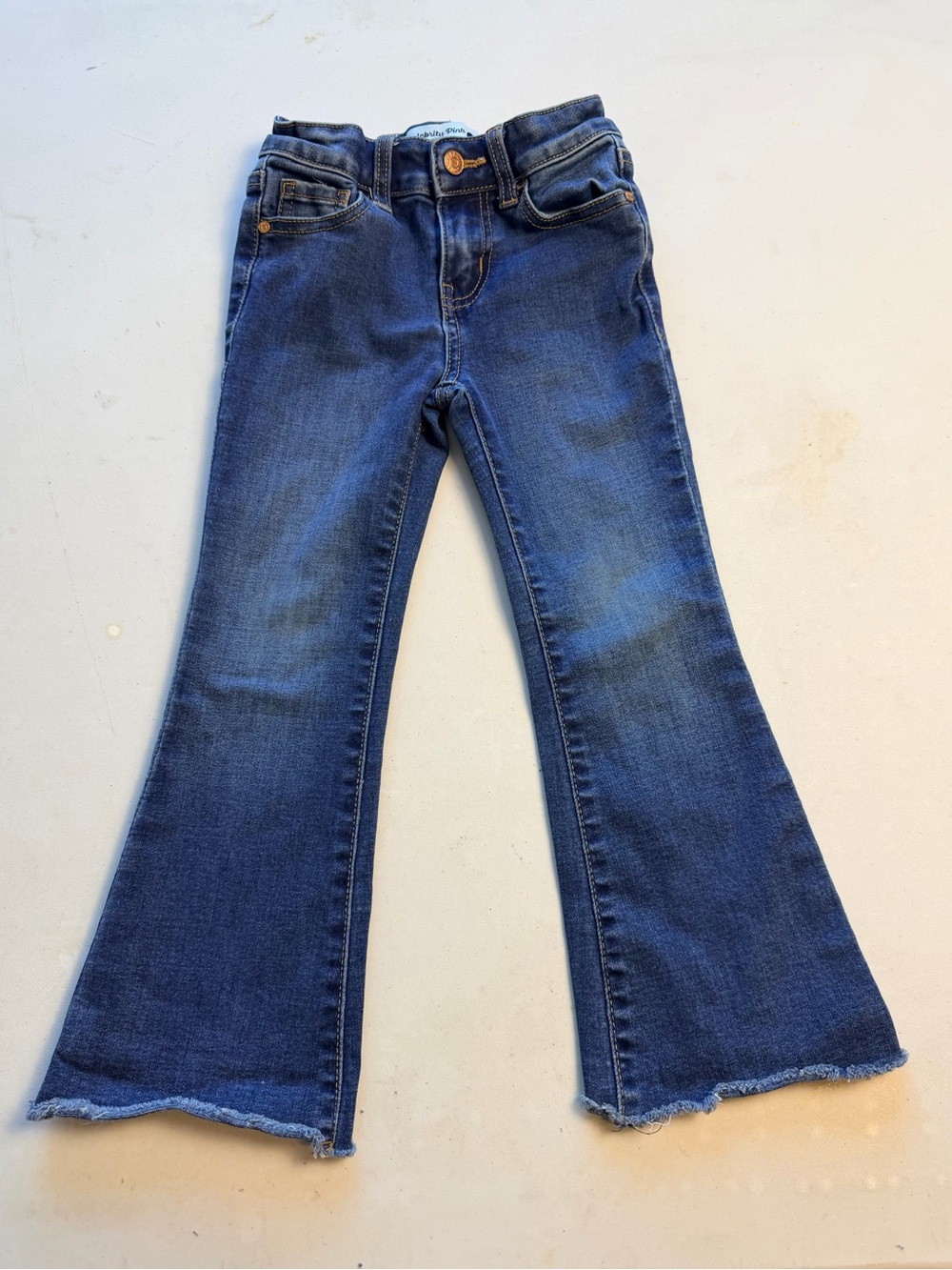 Celebrity Pink Girls' Blue Flare Jeans with Raw Hem